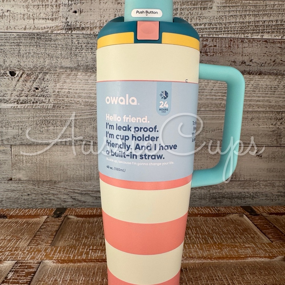 Owala Cabana Breeze Birthday Bash 40 Oz Tumbler Pink+